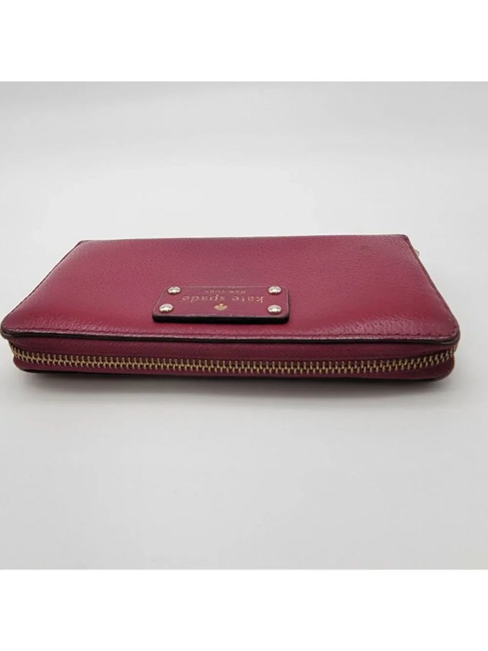 Kate Spade New York Burgundy Pebbled Leather Neda Zip-Around Wallet